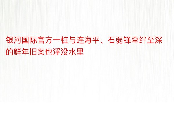 银河国际官方一桩与连海平、石弱锋牵绊至深的鲜年旧案也浮没水里